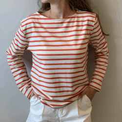 The Shirt Project Longsleeve Stripe soft white/peach