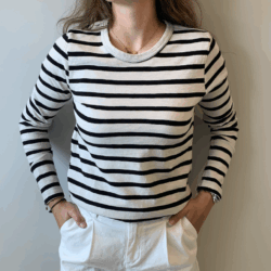 The Shirt Project Longsleeve Stripe soft white/black