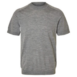 Selected Homme Tray knit merino crew neck medium grey melange