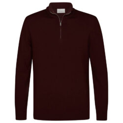Profuomo Pullover Luxury half zip dark red