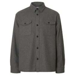 Selected Homme Overshirt Pablo wool blend dark grey
