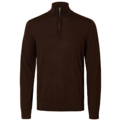 Selected Homme Tray knit merino half zip demitasse