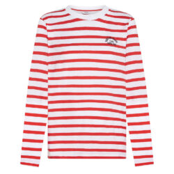 Penn & Ink Longsleeve stripe print white/tomato